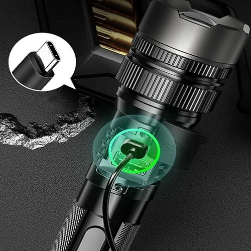 High Lumens Flashlights, LED Flash Light, USB Rechargeable Handheld Flashlight, Strong Light for Home, Emergencies, Camping (Black)