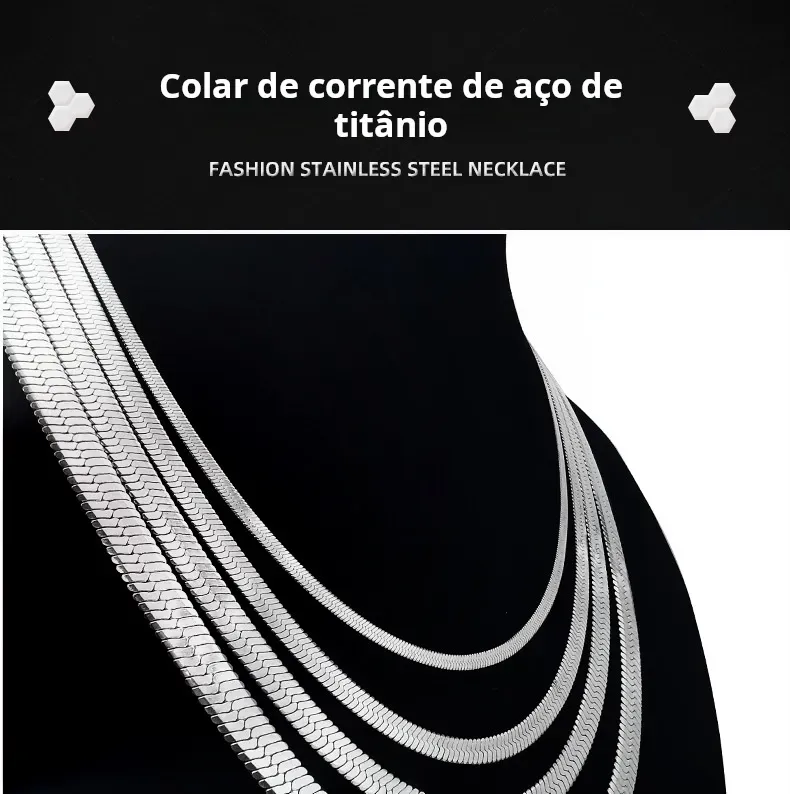 Colar Corrente Lâmina em Ouro 18K ou Prata