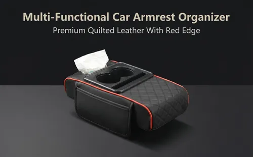 Universal Car Armrest Box Cover, PU Leather Center Console Mat with