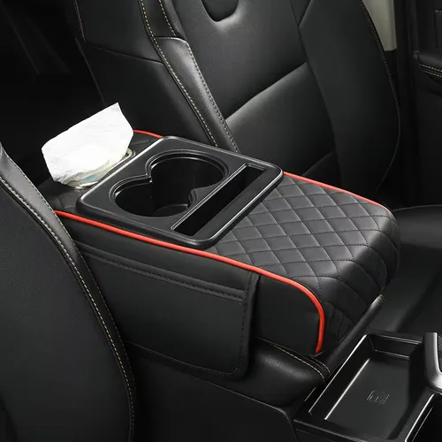 Universal Car Armrest Box Cover, PU Leather Center Console Mat with