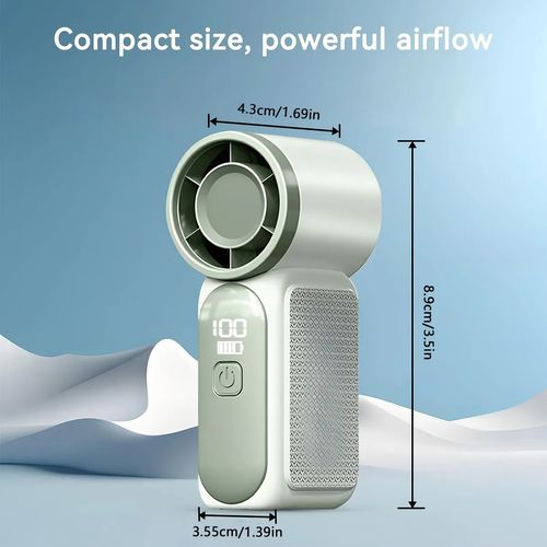 Energy-saving, bladeless, rechargeable handheld portable mini cooling fan, suitable for home and outdoor use.