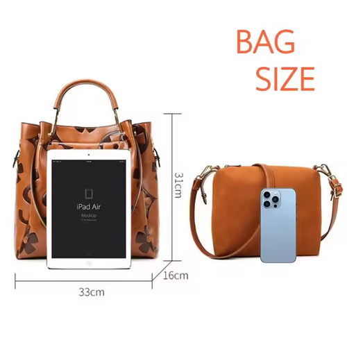 Custom Embossed Flower Pattern Handbag Women Large Capacity Bucket Tote Bags for Ladies Messenger Shoulder Casual Handbag Bag