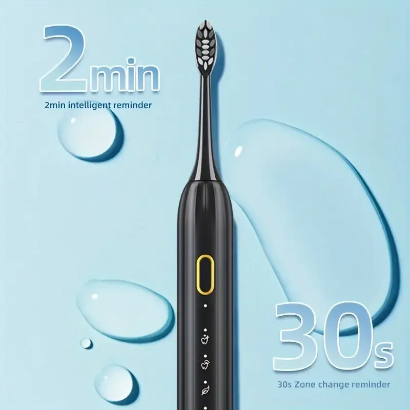 Local warehouseSmart Electric Toothbrush With 5 Replacement Brush Heads, Sonic USB Charging, Couples Metal Shaft For Adults, Men And Women, With Replaceable Head And Smart Timer