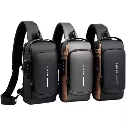 Custom Men's Running Chest Shoulder Sling Bag Waterproof Sports Gym Bag with USB Travel Fashion Zipper Closure New Style