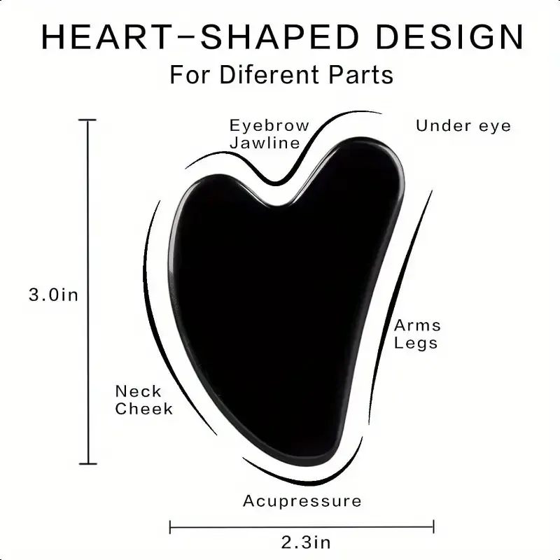 Local warehouseNatural Obsidian Heart-Shaped Gua Sha Facial Tool for Face - Ergonomic Double Chin & Jawline Sculpting, Light Beige Tightening & Lymphatic Drainage, Luxury Skincare Gift Box for Women, Beauty Tools for Face, Sleek Gloss Finish, Polished Surface