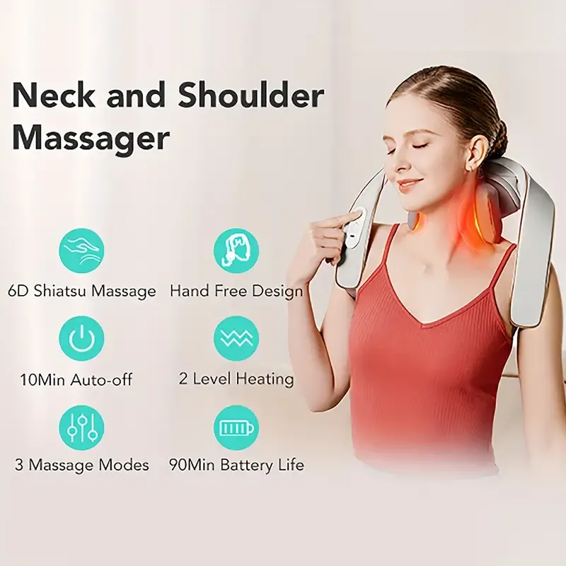 Neck Massager, Deep Tissue Cervical Massager, 6D Wireless Finger Pressure Neck And Shoulder Massager, Electric Massage for Neck