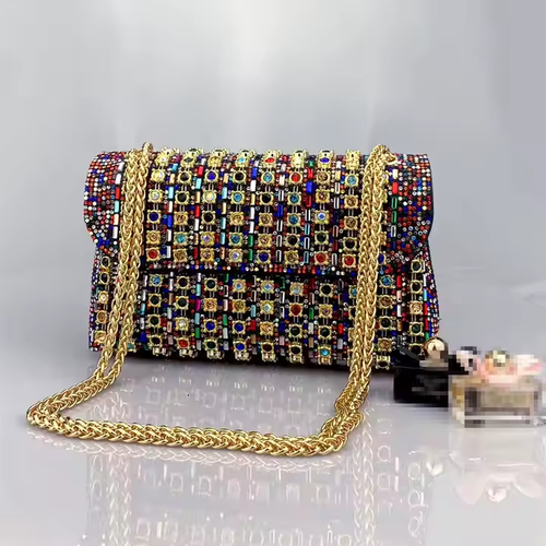Women's Flap Clutch Bag Clear Rhinestone Handmade Luxury Fashionable Handbags Popular Party Style