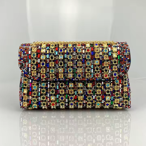 Women's Flap Clutch Bag Clear Rhinestone Handmade Luxury Fashionable Handbags Popular Party Style