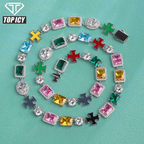 Hip Hop Colored Gemstone Necklace