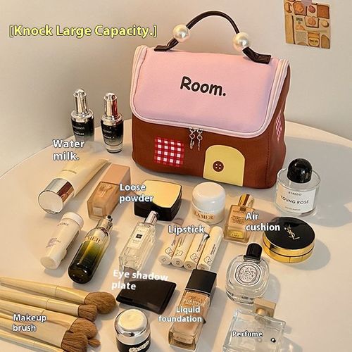 Colorful house makeup bag