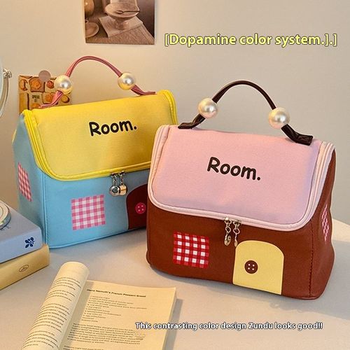 Colorful house makeup bag