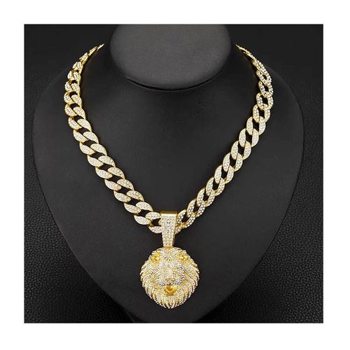 Lion Hip Hop Necklace（Gold pendant, includes one large and one small necklace.）