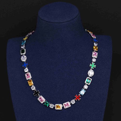 Hip Hop Colored Gemstone Necklace