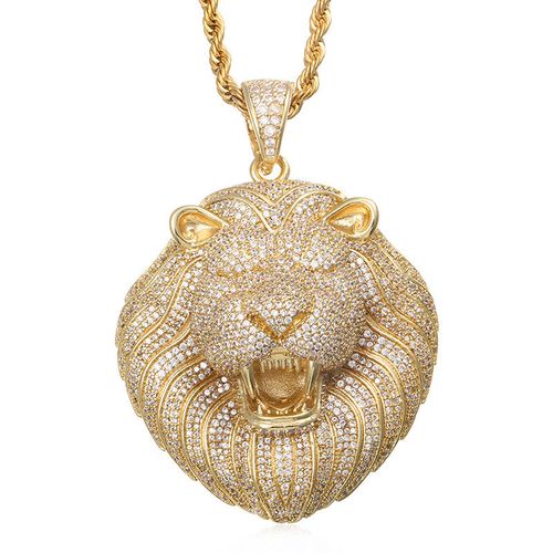 Lion Hip Hop Necklace（Gold pendant, includes one large and one small necklace.）