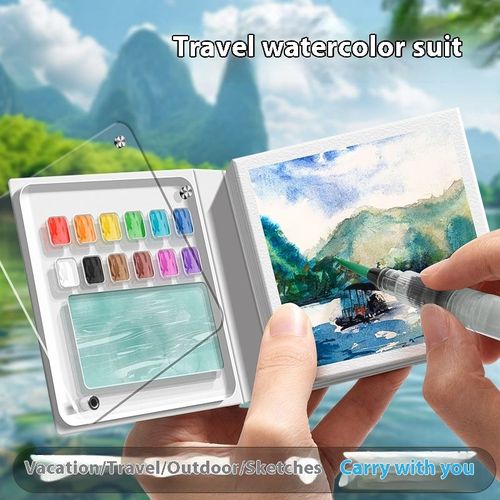 mini painting tools （Includes 12 sketchbooks and 12 colors of paint.）