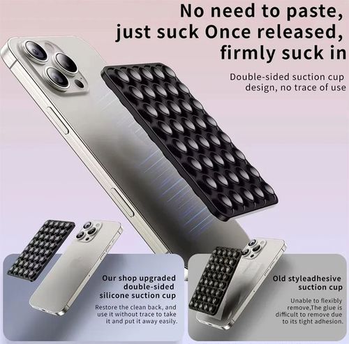 Portable phone holder+Suction cup silicone sticker（Random color）