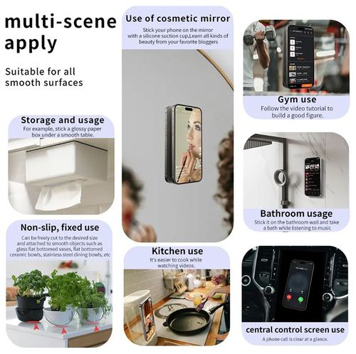 Portable phone holder+Suction cup silicone sticker（Random color）