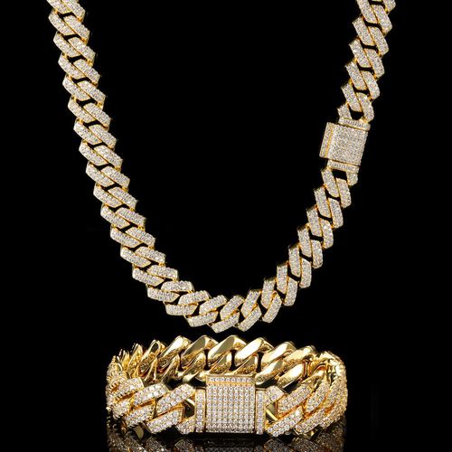 hip hop jewelry set  （Includes watches, necklaces, bracelets, and rings.）（gold style）