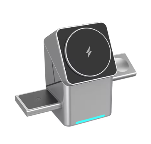 Three-in-One Rotating Dual-Coil Wireless Charger