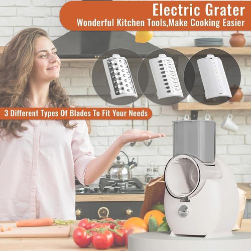 Electric Cheese Grater for Block Cheese,2025 Upgrade Electric Grater for Home Kitchen Use,3 Changeable Blades Salad Shooter Electric Slicer Shredder for Vegetable Fruit Nuts