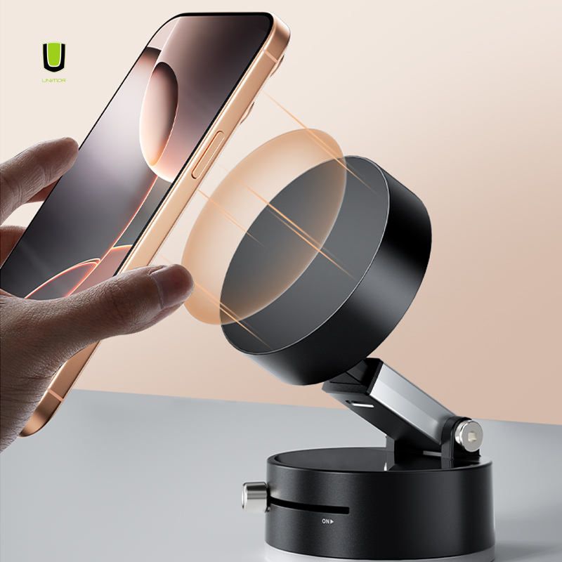 2026 Hot Selling Universal Foldable Vacuum Suction N52 Magnetic Car Mobile Phone Holder for Home,Car,Office, Live Streaming Use