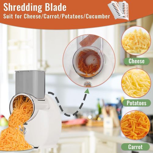Electric Cheese Grater for Block Cheese,2025 Upgrade Electric Grater for Home Kitchen Use,3 Changeable Blades Salad Shooter Electric Slicer Shredder for Vegetable Fruit Nuts