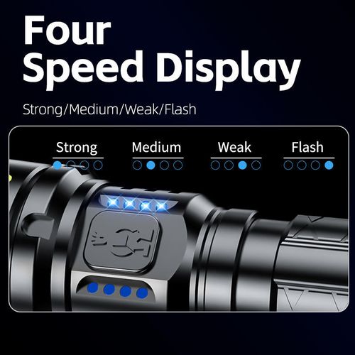 New Telescopic Zoom High Lumens Power Display Usb Rechargeable Aluminum Alloy Body White Led Torches Lights Tactical Flashlights
