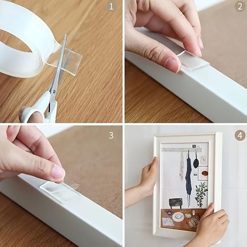 3PC Double Sided Nano Tape (30 Feet), Strong Adhesive Multi-Purpose Tape, Washable Reusable Transparent Durable Tape for Transparent Posters, Pictures, Home and Office Picture Hanging Strips