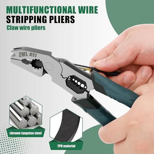 ZML 6-in-1 Multi-Function Wire Stripper Pliers CR-V Steel Construction Powerful Cutting Diagonal Cutters for Wire Electrical Cables Special Tools Wirecutters Wirepliers Sharp Cutting Edge Neat Fracture.