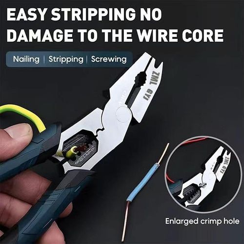 ZML 6-in-1 Multi-Function Wire Stripper Pliers CR-V Steel Construction Powerful Cutting Diagonal Cutters for Wire Electrical Cables Special Tools Wirecutters Wirepliers Sharp Cutting Edge Neat Fracture.