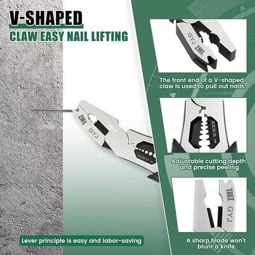 ZML 6-in-1 Multi-Function Wire Stripper Pliers CR-V Steel Construction Powerful Cutting Diagonal Cutters for Wire Electrical Cables Special Tools Wirecutters Wirepliers Sharp Cutting Edge Neat Fracture.