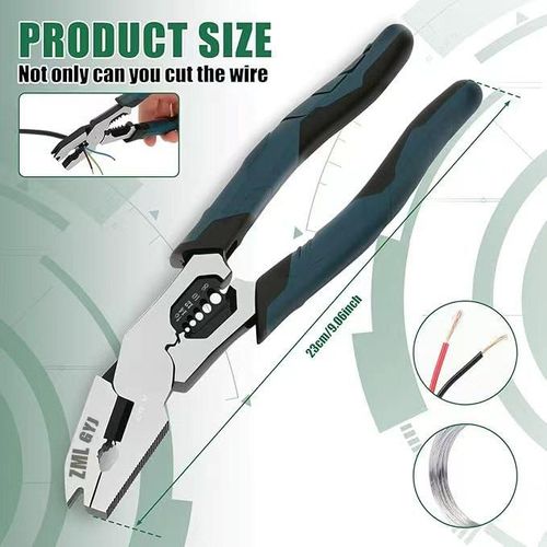 ZML 6-in-1 Multi-Function Wire Stripper Pliers CR-V Steel Construction Powerful Cutting Diagonal Cutters for Wire Electrical Cables Special Tools Wirecutters Wirepliers Sharp Cutting Edge Neat Fracture.