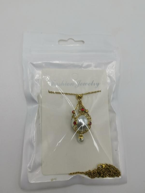 Stainless Steel Plated 18K Gold Diamond Pearl Net Pendant Necklace Female Collarbone Chain Female