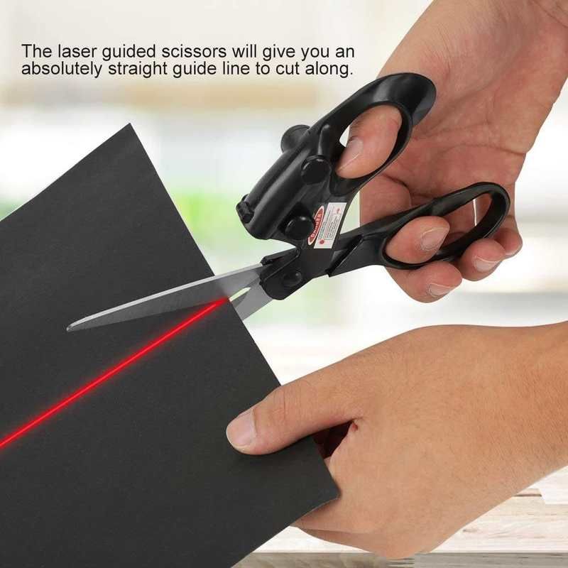 Professional DIY Laser Guided Stainless Steel Scissors Precision Cutting Fast Shear Cut Straight Infrared Laser