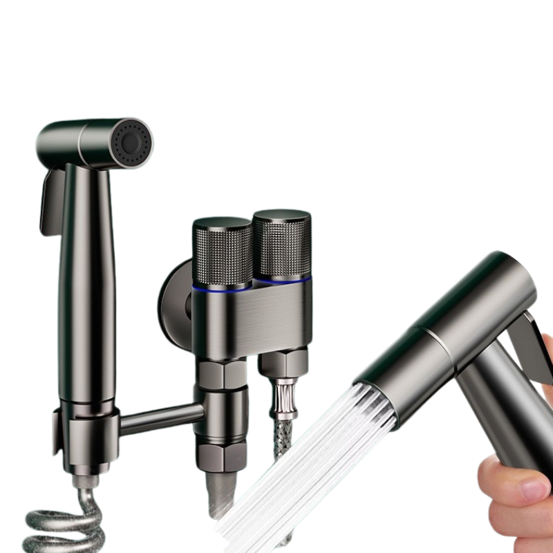Portable High-Pressure Flush Sprayer Gun Set Dual-Use Brass Faucet Modern-Date Bathroom Toilet Bidet Companion for Apartment