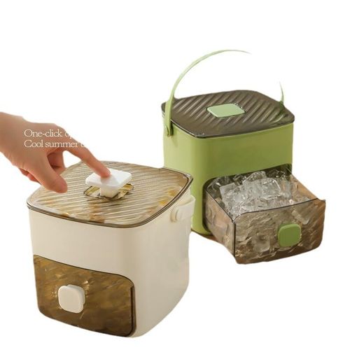 Creative Press Type Double Layer Ice Maker with Lid for Home Refrigerator Includes Ice Cream Mold Cube Tray