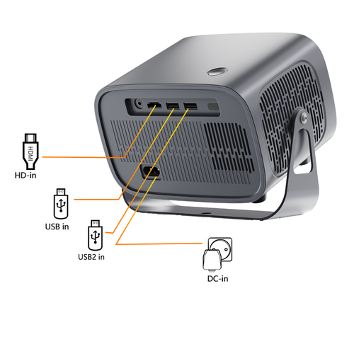 New A10 projector LED home theater Android 720P Bluetooth wireless control portable outdoor 1080P 4K support USB hard drive data reading, HDMI-IN