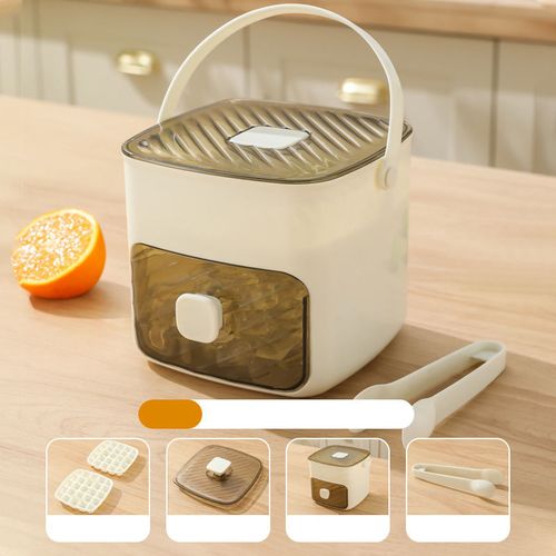 Creative Press Type Double Layer Ice Maker with Lid for Home Refrigerator Includes Ice Cream Mold Cube Tray