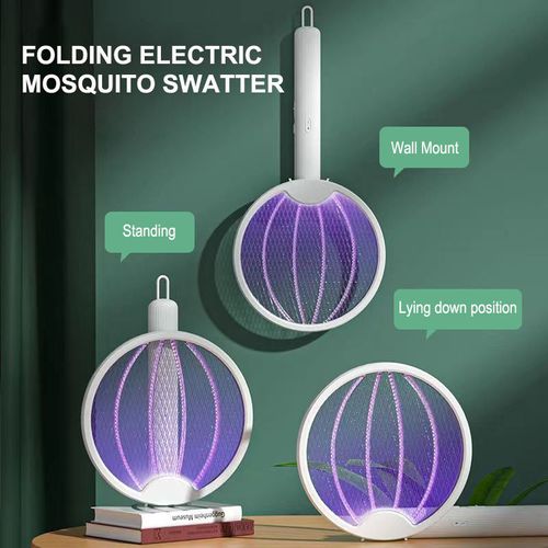Home USB Rechargeable LED Light Handheld Fly Killer Trap Electric Mosquito Killer Swatter