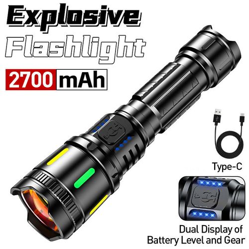 New Telescopic Zoom High Lumens Power Display Usb Rechargeable Aluminum Alloy Body White Led Torches Lights Tactical Flashlights