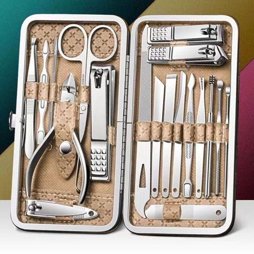 New Stainless Steel Beauty Nail Clipper 19-Piece Set with Oblique Design for Foot and Ear Care