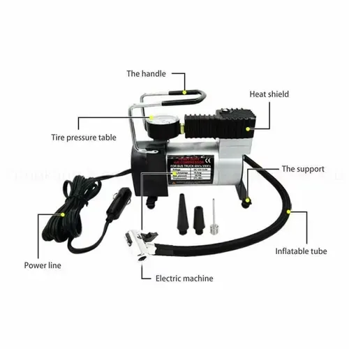 12V 150 Psi Deluxe Portable Metal Car Tire Inflator - Heavy-Duty, Fast Inflation, Compact Design, Easy to Use, Ideal for Cars, Trucks, SUVs, and Bicycles