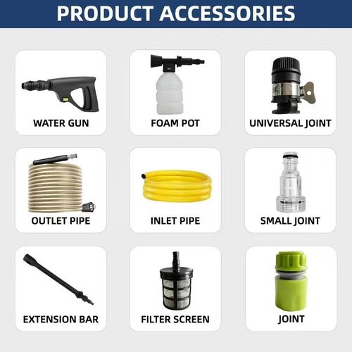 Electric High Pressure 140Bar Water Jet Pressure Cleaning Car Washer with Long Hose and Strong Pump