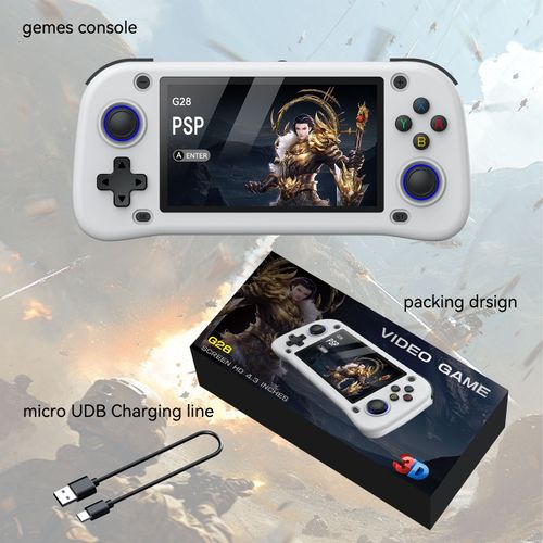 High Quality G28 Portable Mini Handheld Video Game Console 4.3 Inch 64GB 15000 Games Wi-Fi Linux OS Retro Classic Gaming Player