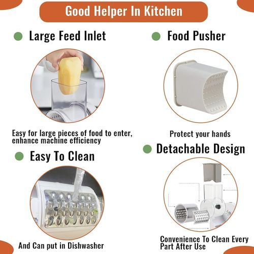 Electric Cheese Grater for Block Cheese,2025 Upgrade Electric Grater for Home Kitchen Use,3 Changeable Blades Salad Shooter Electric Slicer Shredder for Vegetable Fruit Nuts