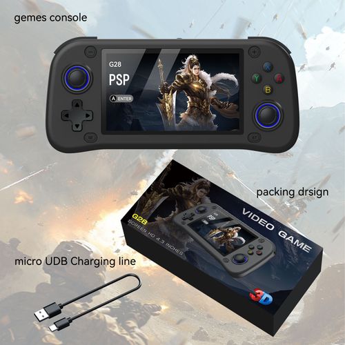 High Quality G28 Portable Mini Handheld Video Game Console 4.3 Inch 64GB 15000 Games Wi-Fi Linux OS Retro Classic Gaming Player