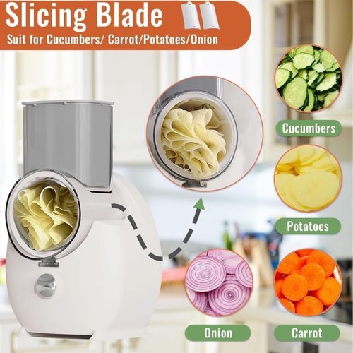 Electric Cheese Grater for Block Cheese,2025 Upgrade Electric Grater for Home Kitchen Use,3 Changeable Blades Salad Shooter Electric Slicer Shredder for Vegetable Fruit Nuts