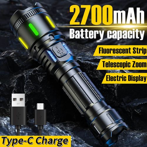 New Telescopic Zoom High Lumens Power Display Usb Rechargeable Aluminum Alloy Body White Led Torches Lights Tactical Flashlights