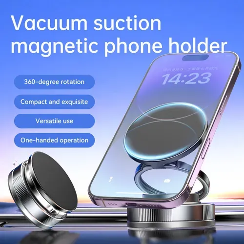 Three-in-one black technology! Vacuum adsorption + magnetic car phone holder, 360° free rotation, navigation as stable as Mount Tai. 🚗✨
