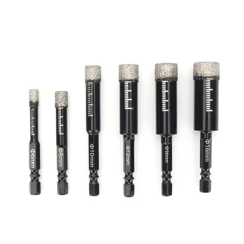 6-16mm Hex Shank Cobalt Diamond Dry Drill Bit, No. 406 Steel Sand Drill Bit, Center Marble Cutter (Two Sets 6-16mm Hole Opener Kit)